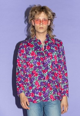 Vintage Y2K floral festival button down in purple & pink