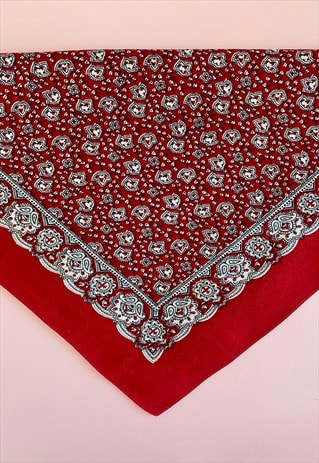 VINTAGE COTTON RED HALF BANDANA