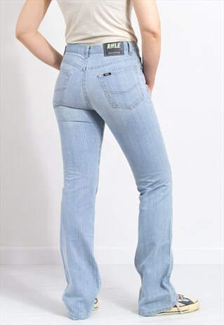RIFLE vintage 90s jeans in striped blue white pattern