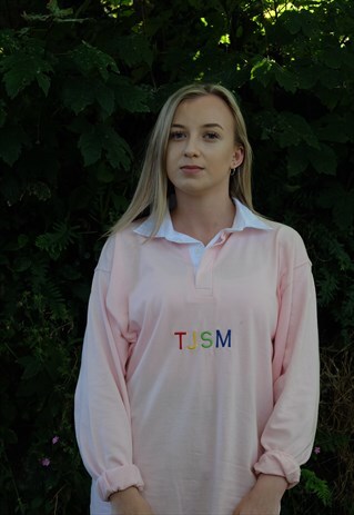 PINK BLOCK LETTER RUGBY SHIRT