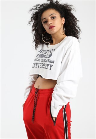90S CHAMPION PRINTED CROPPED SWEATSHIRT