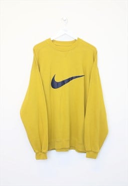 Vintage Nike swoosh sweatshirt in mustard yellow. Fits XL