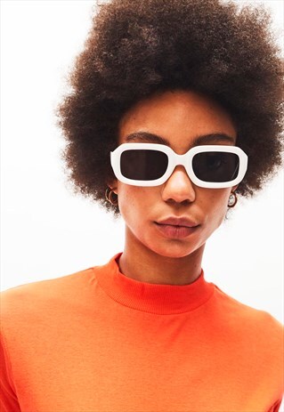 BLAKE - SOFT SQUARE WHITE 90'S INSPIRED RETRO SUNGLASSES