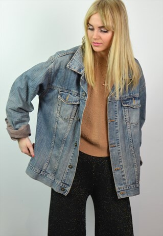 VINTAGE 90S OVERSIZED BLUE DENIM JACKET