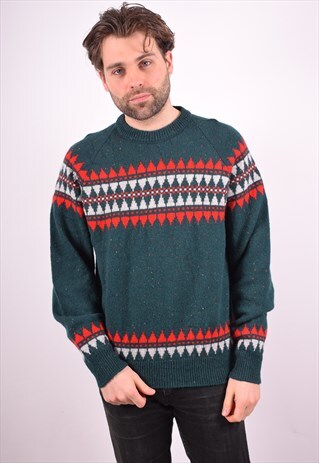MENS VINTAGE JUMPER SWEATER LARGE GREEN 90S