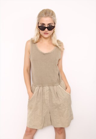 VINTAGE 80S BIEGE COTTON PLAYSUIT