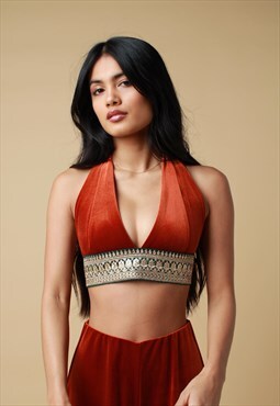 Rust Velvet Halterneck