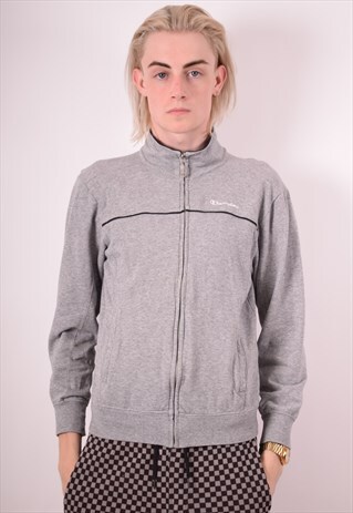 CHAMPION MENS VINTAGE TRACKSUIT TOP JACKET SMALL GREY 90S