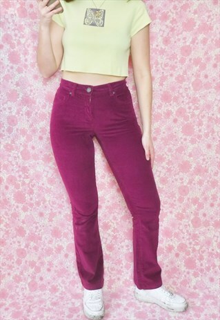 FUSCHIA CORDUROY TROUSERS