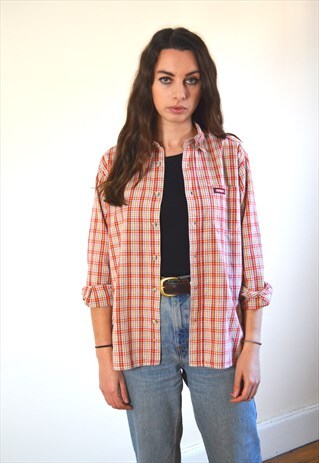 00S VINTAGE RED CHECKED KICKERS FLANNEL SHIRT