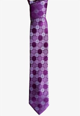 Vintage 90s Guy Laroche Abstract Floral Print Pink Tie