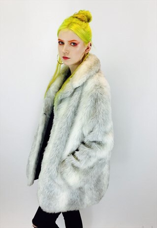 VINTAGE 80S FAUX FUR COAT