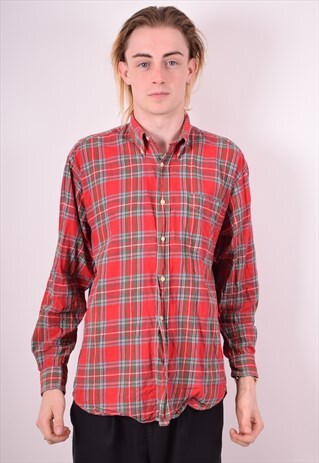 MENS VINTAGE SHIRT MEDIUM MULTI MADRAS 90S