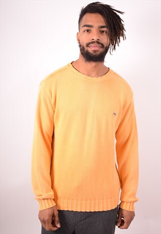 NAPAPIJRI MENS VINTAGE JUMPER SWEATER MEDIUM YELLOW 90S