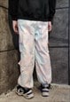 SKY PRINT BEAM JOGGERS GRADIENT CLOUDS LOOSE OVERALLS BLUE