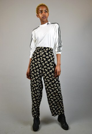 VINTAGE 80S LOOSE FLORAL PRINT TROUSERS