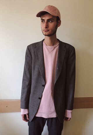 VINTAGE STRUCTURED PLAID BLAZER