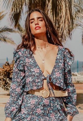 LADIES FLORAL PRINT LONG SLEEVE TOP