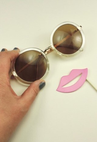 VINTAGE 90S CLEAR ROUND FRAME SUNGLASSES