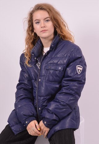 CHAMPION WOMENS VINTAGE PADDED JACKET XL BLUE 90S