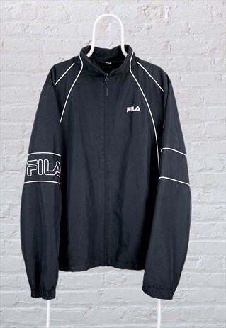 VINTAGE FILA TRACK JACKET BLACK XL