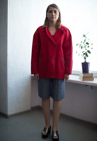 VINTAGE 90'S BRIGHT RED COTTON JACKET