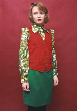 VINTAGE 60' AMAZING CLASSIC RED WAISTCOAT