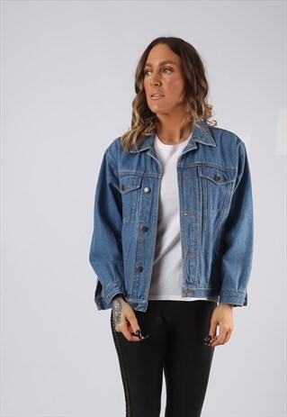 DENIM JACKET FITTED VINTAGE UK 12 (GVDC)