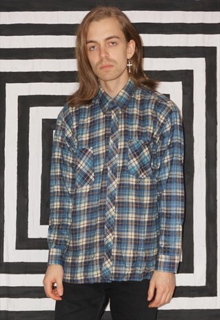 VINTAGE 90'S DEADSTOCK CHECKED COTTON WORKERS SHIRT