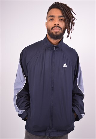 VINTAGE ADIDAS TRACKSUIT TOP JACKET NAVY BLUE