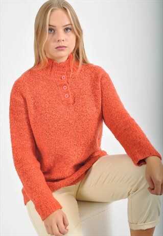 VINTAGE TURTLE NECK KNITWEAR JUMPER IN ORANGE