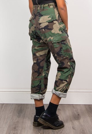 VINTAGE 90'S ARMY GRUNGE CAMO PATTERN CARGO PANTS TROUSERS
