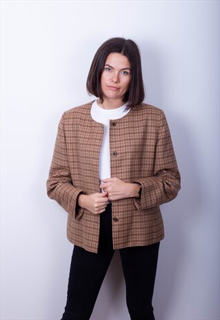 OVERSIZED DOGTOOTH PATTERNED WOOL BLAZER