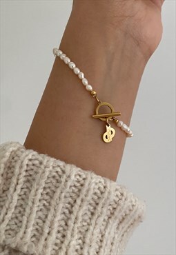 Authentic Mini Dior CD Pendant- Reworked Mini Pearls bracele