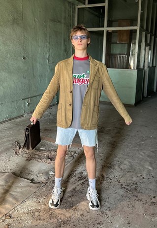 VINTAGE 80'S RETRO COOL TAILORED OLD BLAZER JACKET IN CREAM