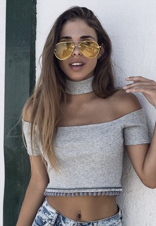 TOP CHOKER IN GREY