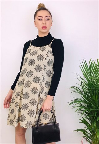 VINTAGE REWORKED PATTERN GRUNGE SWING DRESS