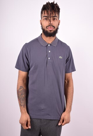 LACOSTE MENS VINTAGE POLO SHIRT LARGE GREY 90'S