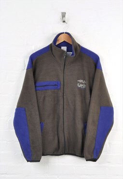 Vintage Fleece Jacket Ski Block Colour Blue/Grey Medium