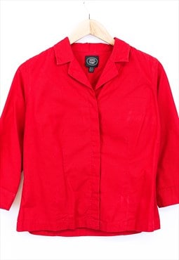 Vintage Corduroy Crop Shirt Red Button Up Collared 90s
