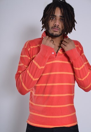 VINTAGE GANT STRIPED RUGBY JERSEY SHIRT ORANGE