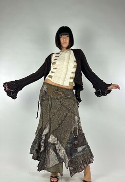 Vintage 00s Fairy Grunge Wool Maxi Skirt