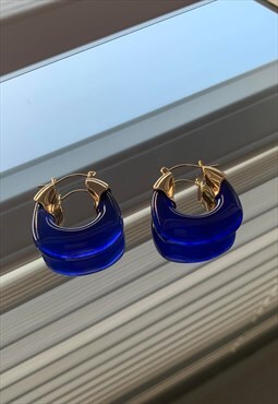 ADONIS. Blue Resin Chunky Hoop Earrings