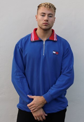 BLUE TOMMY HILFIGER QUARTER ZIP SWEAT