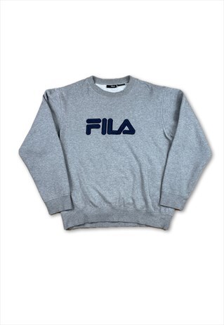 FILA VINTAGE Y2K SPELL OUT GREY SWEATSHIRT