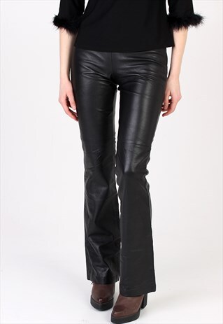 90'S VINTAGE FLARED LEATHER PANTS