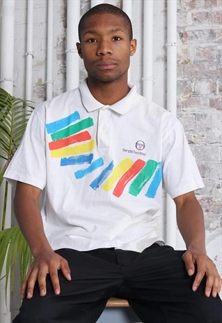 VINTAGE SERGIO TACCHINI LOGO POLO SHIRT WHITE