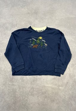 Vintage Sweatshirt Embroidered Woods Bear Patterned Jumper