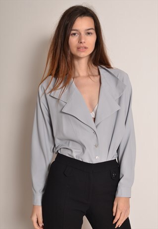 VINTAGE 90S LOW CUT BLOUSE IN BLUE BY WALLIS