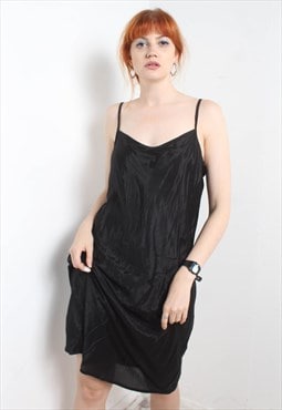 Vintage Y2K Satin Slip Dress Black